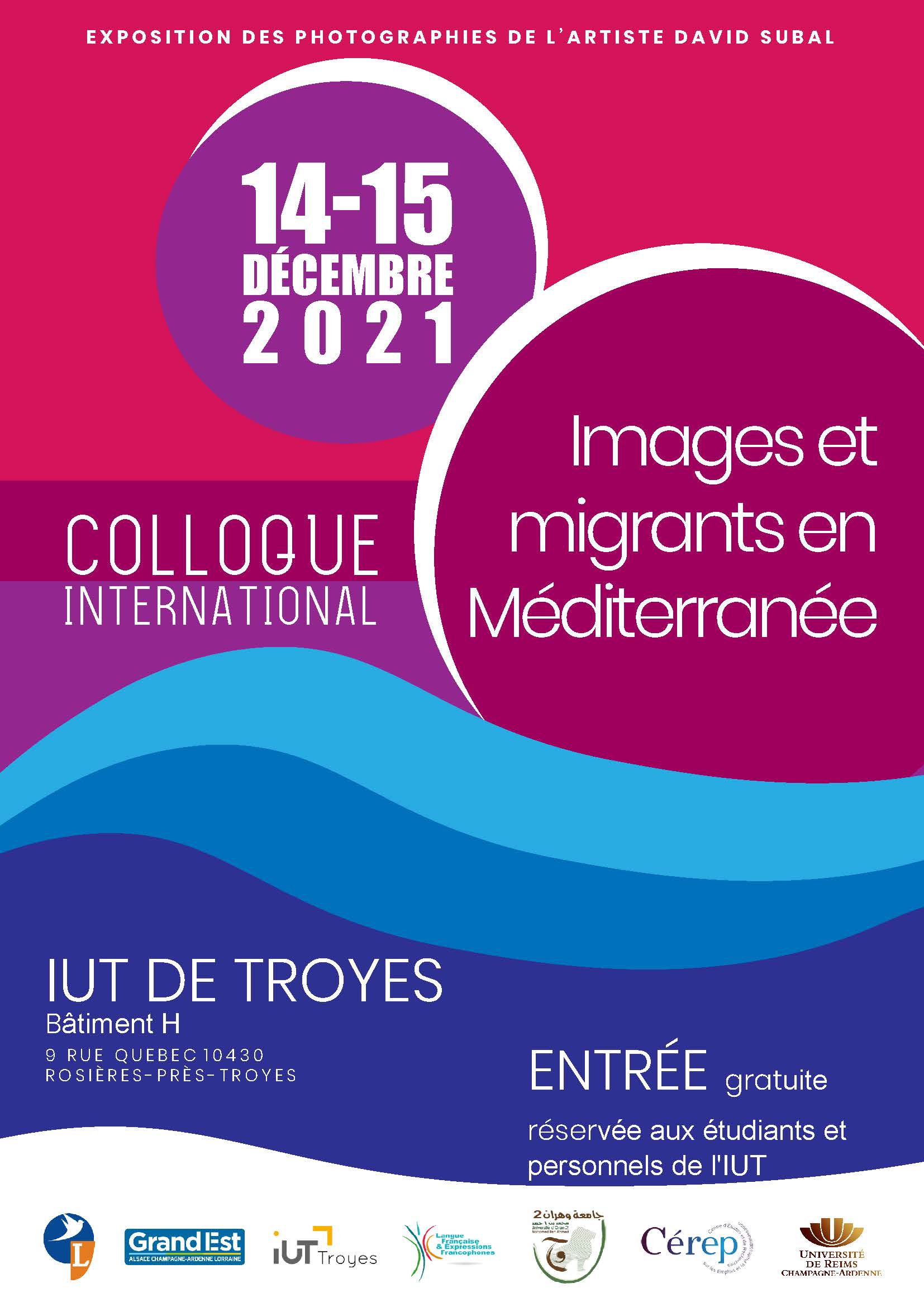 Affiche Colloque International intitulé "Images et migrants en Méditerranée. Éducation, médias, médiation"